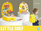 Kids Pretend Kitchen Playset – Portable Little Chef Cooking Set with Play Food & Accessories in Backpack, Role Play Toy for Boys & Girls (Little Chef)