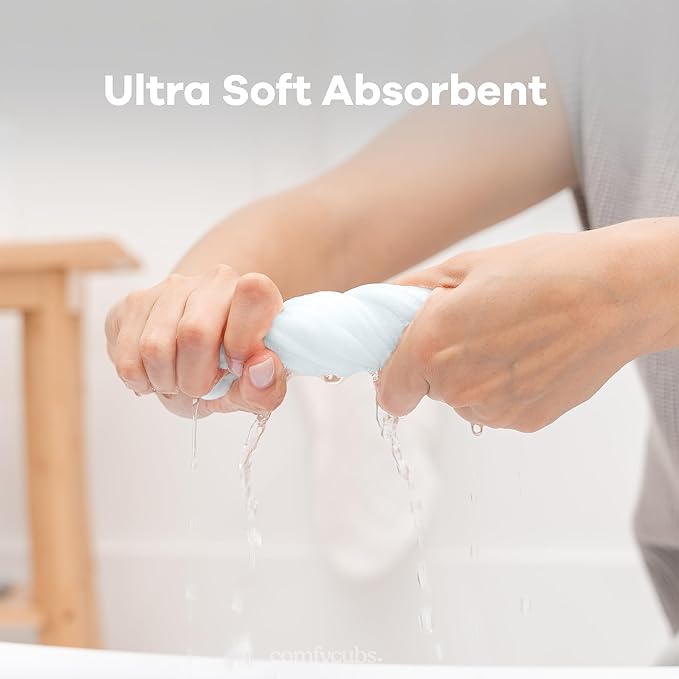 Comfy Cubs Muslin Baby Washcloths 6 Pack - Soft 6-Layer Cotton Wash Cloths for Sensitive Skin - 10"x10" Large, Gentle, Absorbent Infant Essentials for Newborn and Toddlers - White