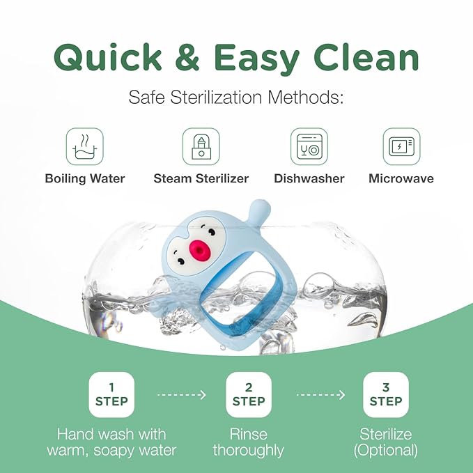 Teething Toy for Infants & Babies, Teethers for Babies 3-6 Months, Baby Teethers 0-6 Months, Teething Toys 6-12 Months, TotCo Never-Drop Baby Teething Toy, Blue