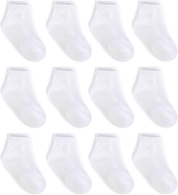 Zaples Baby Non Slip Grip Ankle Socks with Non Skid Soles for Infants Toddlers Kids Boys Girls