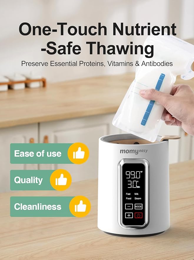 MOMYEASY Fast 2-Minute Baby Bottle Warmer - Steam Heating for Breastmilk & Formula, Fits All Bottles, Precise Temp Control with Timer, Auto Shut-Off