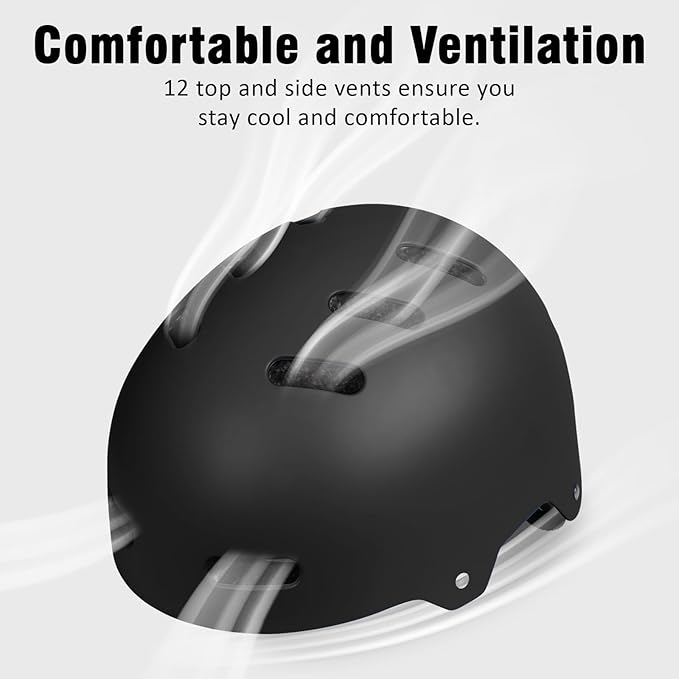 Skateboard Bike Helmet for Adults Women Men Youth Kids (2-3-5-8-14+ Years Boys Girls) - Lightweight Multi-Sport Adjustable Helmets for Bicycle Skateboard Scooter Skate Cycling