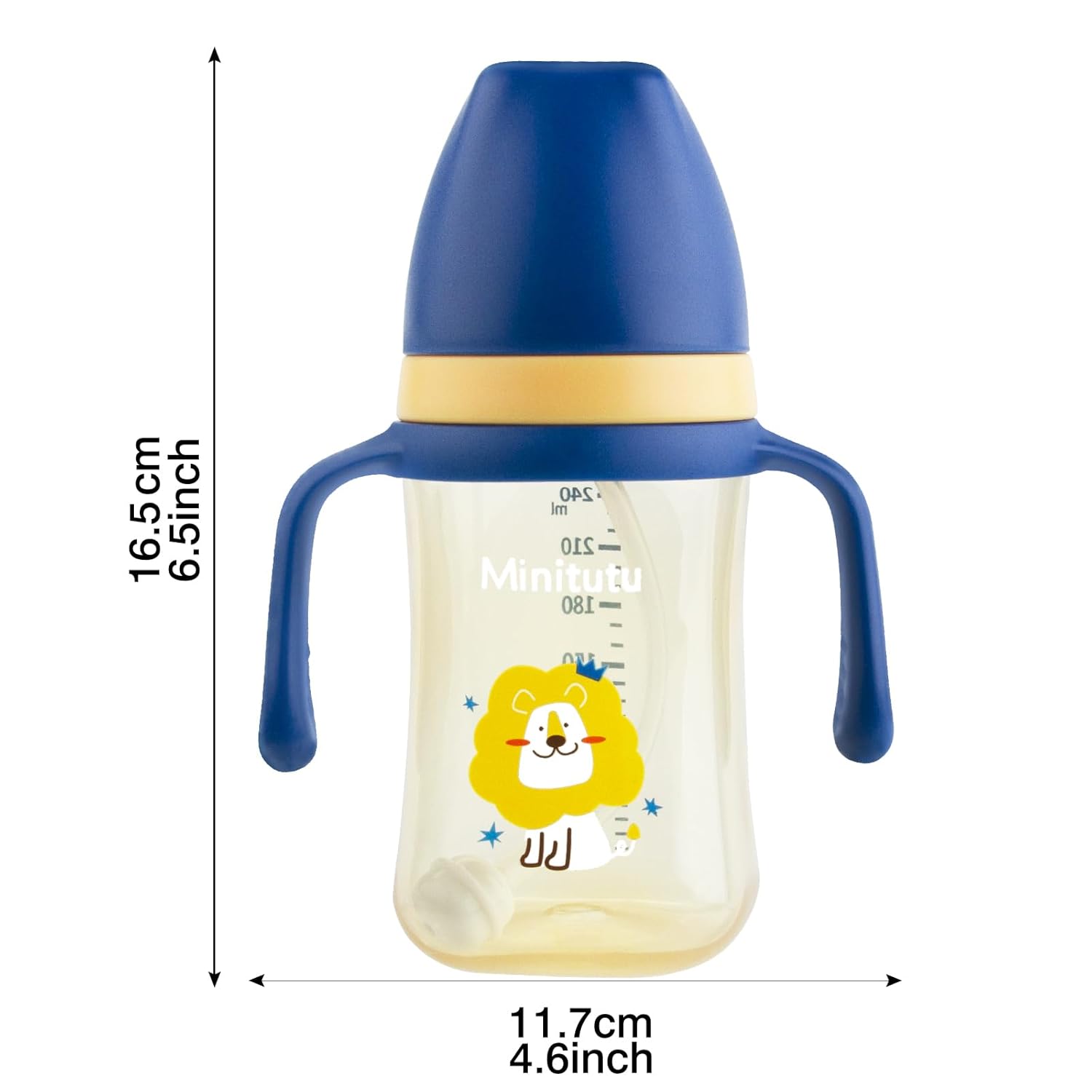 Qshare Sippy Cups For Toddlers, Weighted Straw Learner Cup with Handle for Babies, Water Bottle for Baby 6 Months with 3 Type of Spout, 8 Ounce (Yellow)