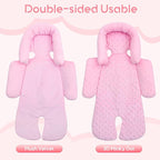 Infant Car Seat Insert with 3 Shoulder & Crocth Covers, Thickened Carseat Head and Body Support for Infant, Reversible Baby Car Seat Cushion for Boys Girls, Soft Mink Dot Newborn Insert for Preemie