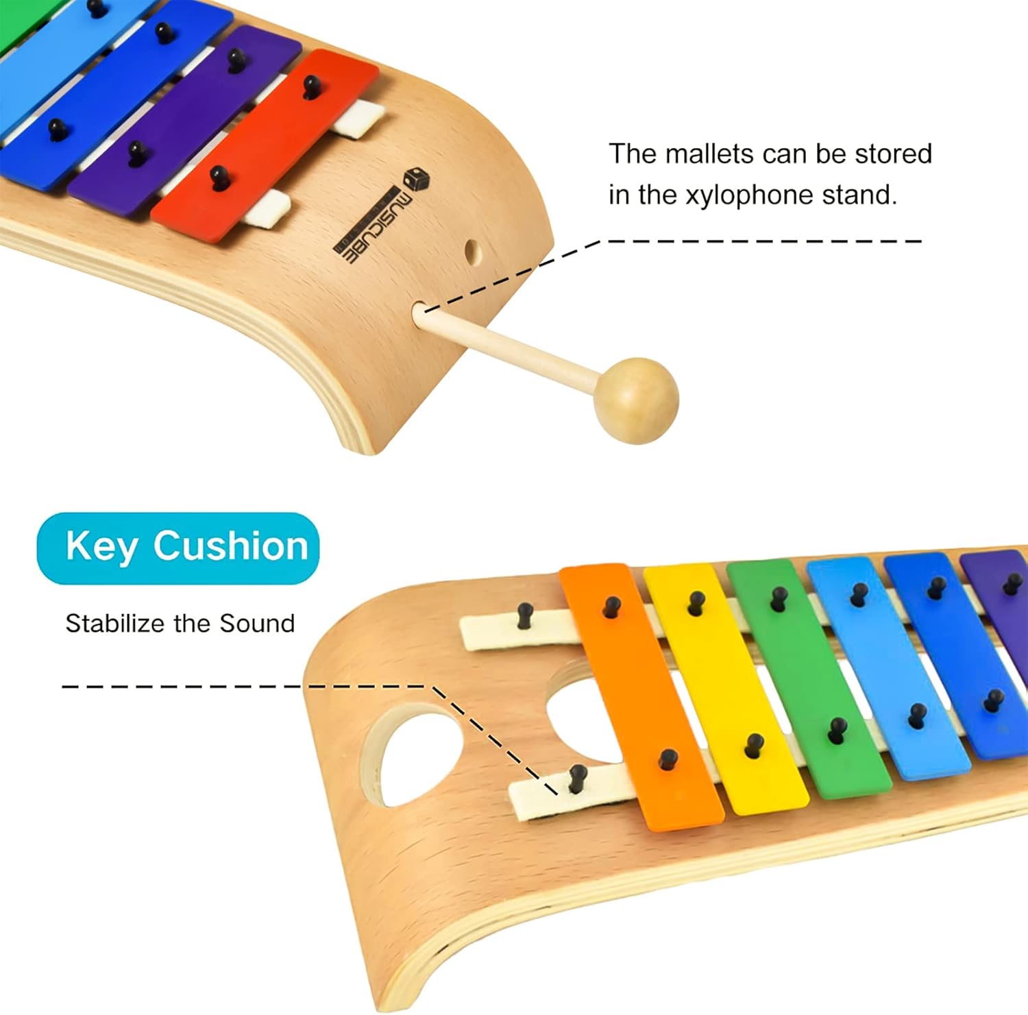 MUSICUBE Xylophone for Kids Wood Xylophone with Mallets Orff Music Instrument for Educational& Preschool Learning Baby Percussion Kit with Professional Tuning for Toddlers Gift Choice for Children age