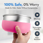 Stainless Steel Bowls with Removable Soft Silicone Sleeves | BPA-Free, Non-Toxic, Non-Slip, Stay-Put | Perfect for Kids, Toddlers & Babies | Ideal for Cereal, Snacks & Meals | 4 Pack