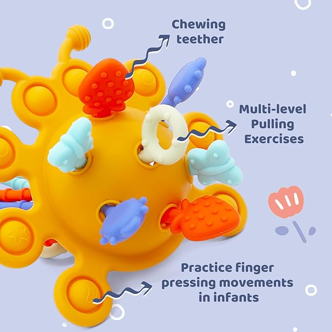 Baby Suction Toys Teething High Chair Toys - Baby Teething Chew Table Toy Silicone Teethers, Food Grade Silicon for 6 12 18 Months (Blue)