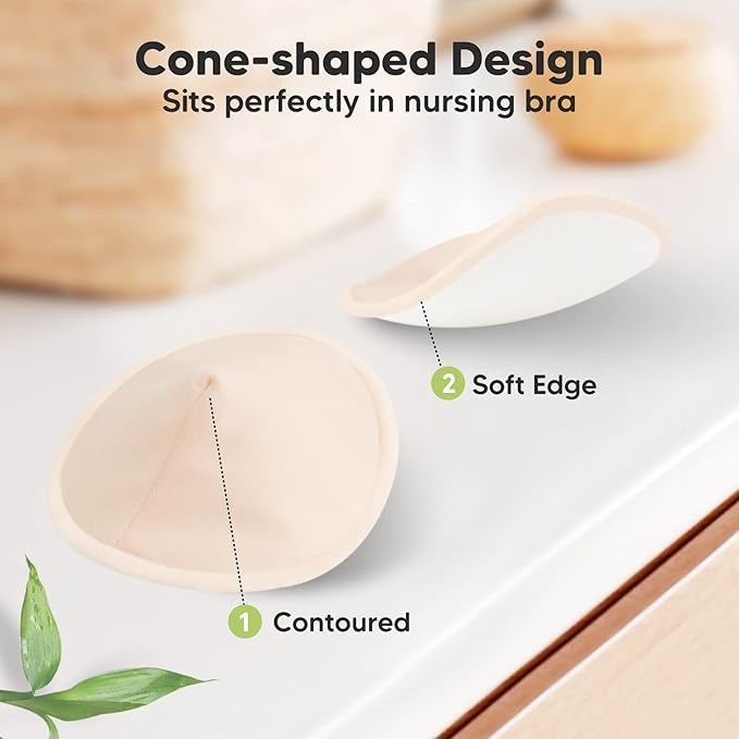 Organic Nursing Pads - 8 Washable Viscose Derived from Bamboo Breastfeeding Pads, Wash Bag, Reusable Breast Pads for Breastfeeding, Nipple Pads for Breastfeeding Essentials(Bare Beige, L 4.8")