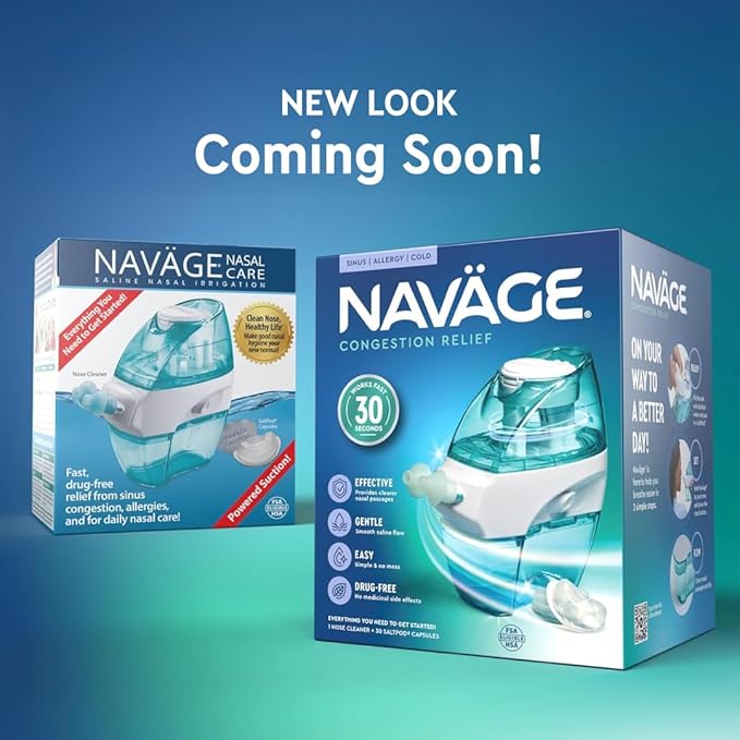 Navage Deluxe Bundle Nasal Irrigation System - Saline Nasal Rinse Kit with 1 Nose Cleaner, 30 Salt Pods, Black Travel Bag and 1 Countertop Caddy