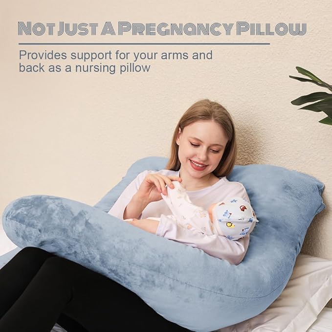 Chilling Home Pregnancy Pillows - U Shaped Maternity Pillow for Pregnant Women with Velvet Removable Cover - 55 inch Pregnancy Pillows for Sleeping - Body Pillows for Adults Full Support - Grey