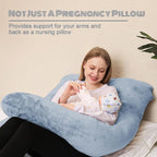 Chilling Home Pregnancy Pillows - U Shaped Maternity Pillow for Pregnant Women with Velvet Removable Cover - 55 inch Pregnancy Pillows for Sleeping - Body Pillows for Adults Full Support - Grey