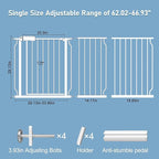 ALLAIBB Extra Wide Pressure Mount Baby Gate Auto Close White Metal Child Dog Pet Safety Gates with Walk Through for Stairs,Doorways,Kitchen and Living Room(62.20-66.93"/158-170cm)