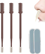 2-in-1 Nose Hair Trimmer for Daily Use,2026 Manual 360° Rotating Nostril Hair Removal Tool Double Sided Blade Travel Size,Nasal Hair Cutter for Women Men (Coffee, 3 Pcs)