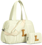 Duffle Bag for Travel Women, Travel Bags，Gifts for Girls-Initial Overnight Bag with Wet Pocket，Lightweight Weekender Bags Personalized Gym Tote with Makeup Pouch