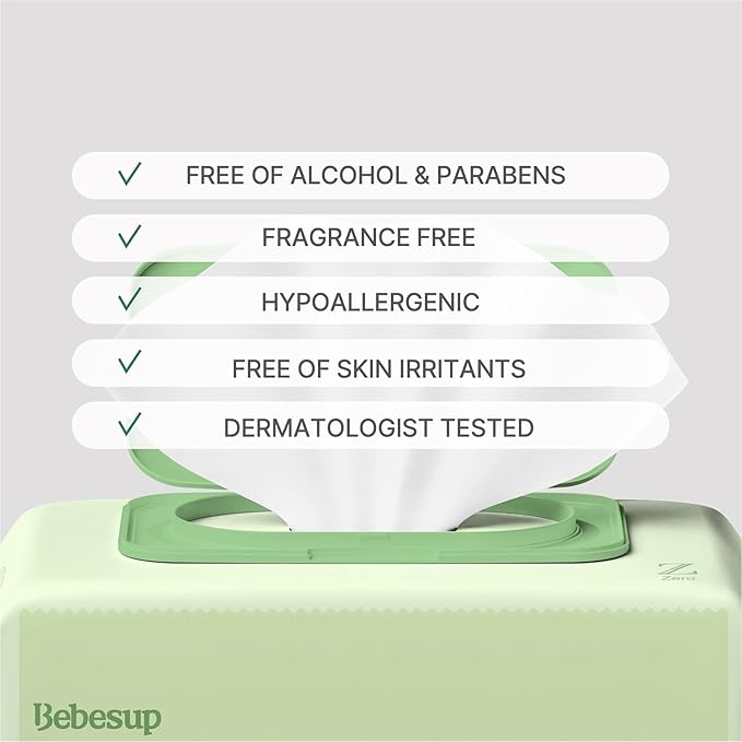 BEBESUP- Korea’s #1 Zero Harsh Chemicals Baby Wipes- Water Based Hypoallergenic Unscented Extra-Thick Organic baby wipes for sensitive skin Zero skin irritants Flip-Top (1 Pack)