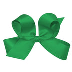 Wee Ones Girls' Plain Wrap Classic Grosgrain Hair Bows on a WeeStay No-Slip Hair Clip, Handmade, Large, Green