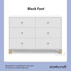 Storkcraft California 6-Drawer Double Dresser (White with Driftwood) - GREENGUARD Gold Certified, Interlocking Drawer System, Dresser Drawer Organizer for Kids Bedroom