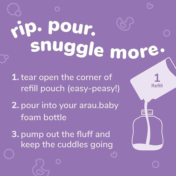 Arau Baby Foam Body Soap Refill, Lavendar Scent, Natural Plant Based Foaming Body Wash for Babies, Infants and Toddlers, Gentle on Sensitive Skin, No Artificial Fragrance or Additives, 15.21 Fl Oz