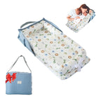Baby Lounger for Newborn Portable Bag,Baby Nest Play Gym mat with Strap,Newborn Lounger Adjustable Size & Inner Zipper Lengthen Space to 24 Months,Animal World Blue