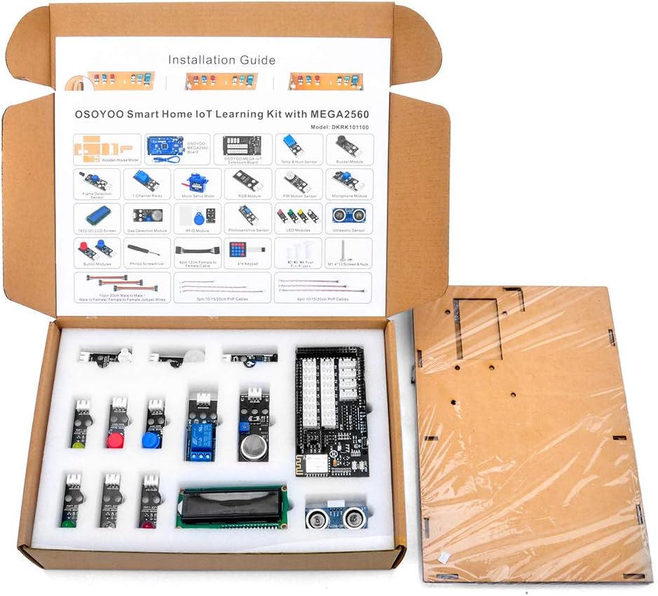OSOYOO IoT Electronic Smart Home Learner Kit for Arduino Mega2560, Learning STEM,Internet of Things,How to Code, Mechanical Building, Educational Coding for Teens Adults