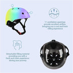 Color Gradient Adjustable Kids' Helmet with Knee & Elbow Pads Set | Multi-Sport Safety Gear for Boys & Girls Ages 5-14 | Skateboarding, Scooters, Roller & Inline Skating, Longboarding
