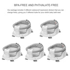 TPN Baby Bath Seat for Babies 6 Months & Up, Non-Slip Toddler Bath Seat with 5 PCS Waterproof Emoji Stickers, Portable Infant Bath Seat for Baby(Grey)