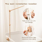 Updated Wooden Mobile Arm for Crib 30 inches- Baby Mobile Hanger for Crib Nursery Mobile Holder 360° Rotatable for Hanging Baby Mobiles Plush Dolls | Gift for Baby Shower & Nursery Decoration