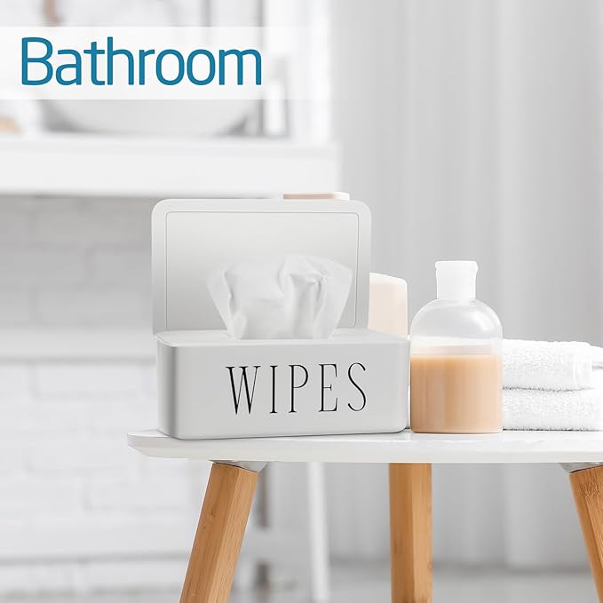 4 Pack Baby Wipes Dispenser Refillable Wipe Holder with Lid Toilet Wipes Container for Bathroom Tissue Paper Storage Box for Home Office (White)