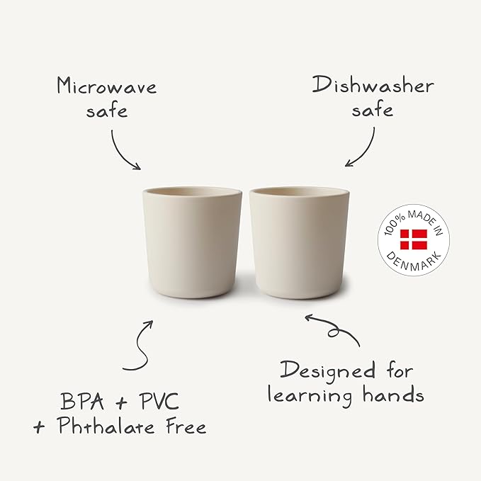 mushie Dinnerware Cups For Kids | Made in Denmark, Set of 2 (Sage)