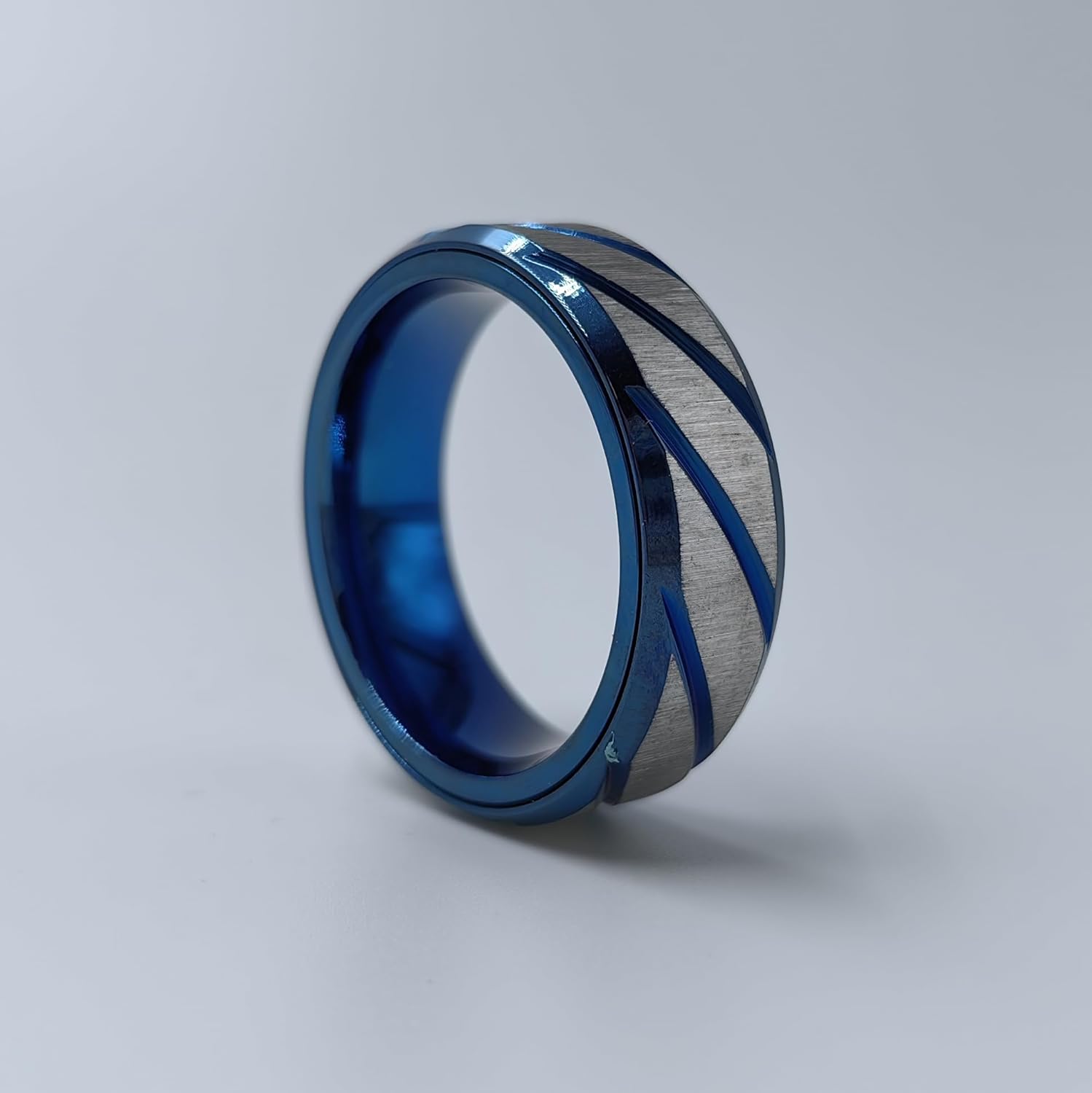 EDC Fidget Slider Fidget Toy Adult Stress Relief Metal Ratchet Ring Jewelry ADHD Recreational Fidget Toy Tactile Coin (Blue, 12)