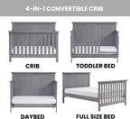 Soho Baby Everlee 4-in-1 Convertible Crib, Graystone