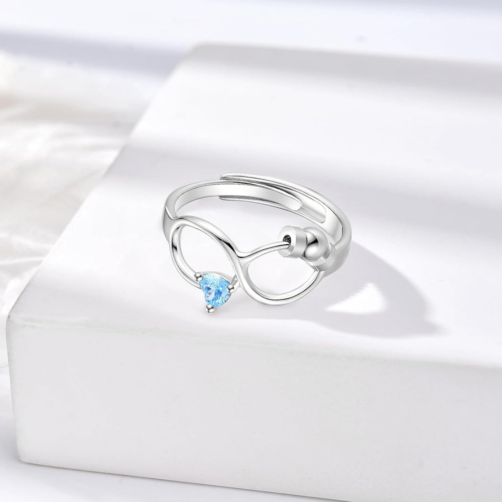 INFUSEU Funny Spinner Fidget Rings for Women Girls Anti Anxiety Stress Worry, Adjustable Size