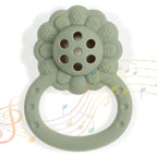 Rattle Teether, Lion Shape Montessori Baby Sensory Teething Toys, Food Grade Silicone BPA Free, Newborn Essentials Must Haves (Shifting Sand Sage)