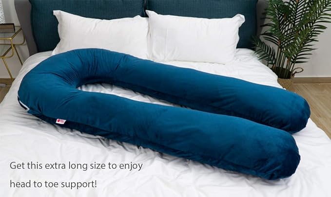 Meiz Pregnancy Pillow, Pregnancy Body Pillow, Pregnancy Pillows for Sleeping, 65" Maternity Body Pillow for Pregnant Women with Velvet Cover, Blue