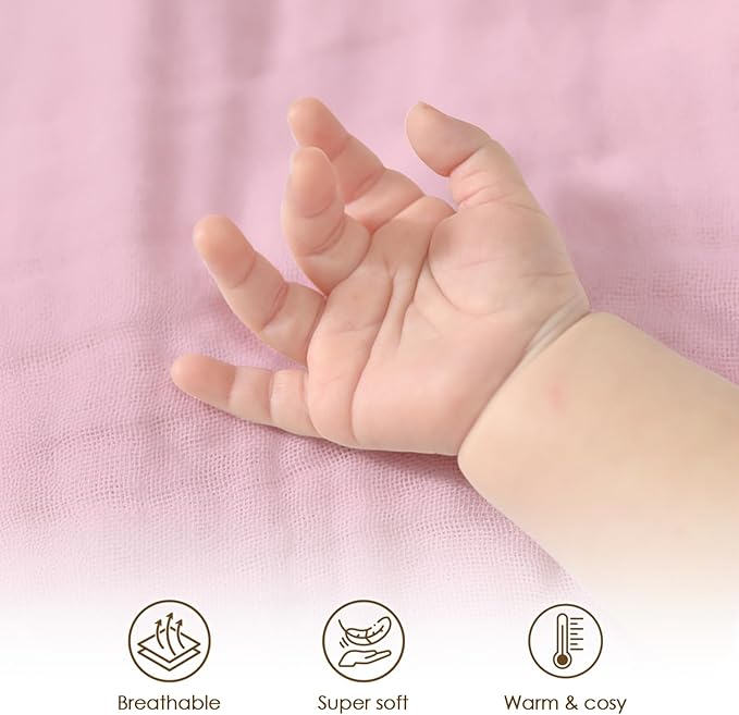 Baby Blankets for Girls, Soft Nursery Minky Blankets with Muslin and Dotted Fleece Back 30x40 inches, Receiving Bed Quilt for Newborn, Infants, Toddlers (Pink)