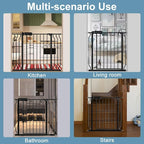 Narrow Baby Gate 24 to 29 Inch Wide Pet Gate Pressure Mounted No Drill Safety Gate Walk Through Metal Child Gate for Kids Stairs or Pets Indoor Black