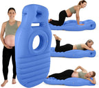 Pregnancy Blow Up Pillow, Belly Mattress for Pregnant Women with Electric Pump, Full Body Maternity Airbed with Hole for Stomach Sleeping, Back Pain & SPD Relief, Blue