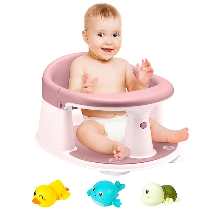 Baby Bath Seat, 2025 New Upgraded Infant/Toddler Sit Up Bathtub Seat for 6-12-24 Months, Great Shower Gifts for Newborn and New Mothers