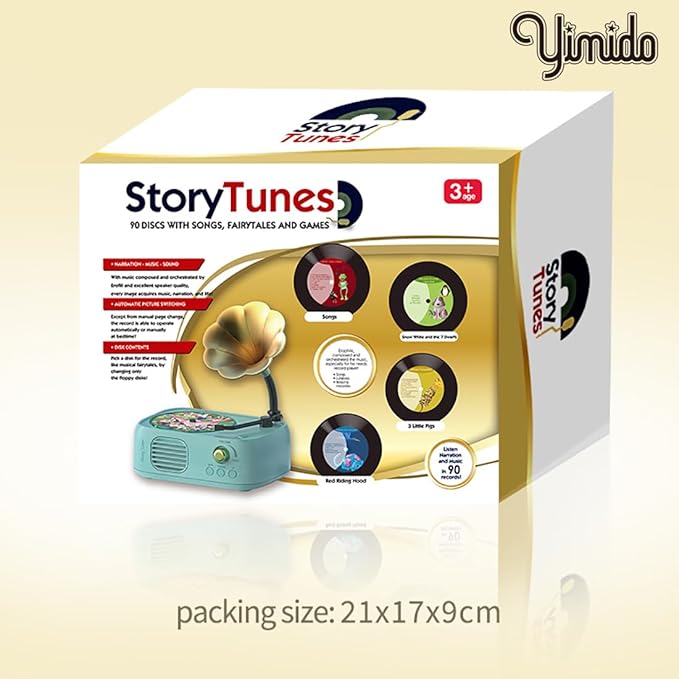 Kids Phonograph Toddler Record Player， with 96 Learning Cards, Early Education Machine Record Player Music Box Storyteller pop Speakers, Gift for Boys and Girls