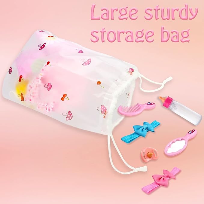 BNUZEIYI Baby Accessories - Feeding and Caring Set With Bottles, Diaper, Changing Mat, Clothes for 14-16 Inch Dolls, 18 Inch Pretend Play Set for Girls Gift