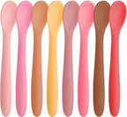 HANSGO 8-Piece Silicone Baby Spoons, First Stage Infant Self Feeding Spoons, Soft-Tip Gentle on Gums, Baby Utensils, Infant Training Spoon, Dishwasher Safe & Boil-proof