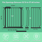 ALLAIBB Extra Wide Pressure Mounted Baby Gate Walk Through Child Kids Safety Toddler Tension White Long Large Pet Dog Gates with Extension for doorways Kitchen (52.76-57.48"/134-146cm, Black)