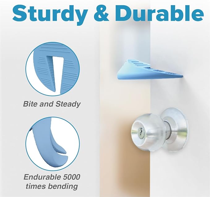 Door Pinch Guard and Stopper, Durable Silicone Finger Pinch Guard, Prevents Injuries, Slamming Doors, Kids Safety, 2 Packs Blue Upgraded