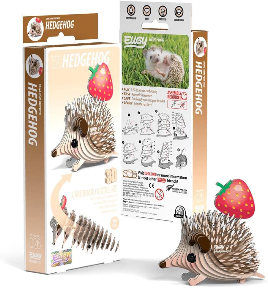 Eugy Hedgehog 3D Puzzle, 24 Piece Eco-Friendly Educational Toy Puzzles for Boys, Girls & Kids Ages 6+