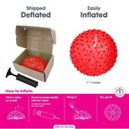 Edushape Original Sensory Ball for Baby - 7" Deflated with Pump, Transparent Red, Enhances Gross Motor Skills for Kids 6 Months & Up