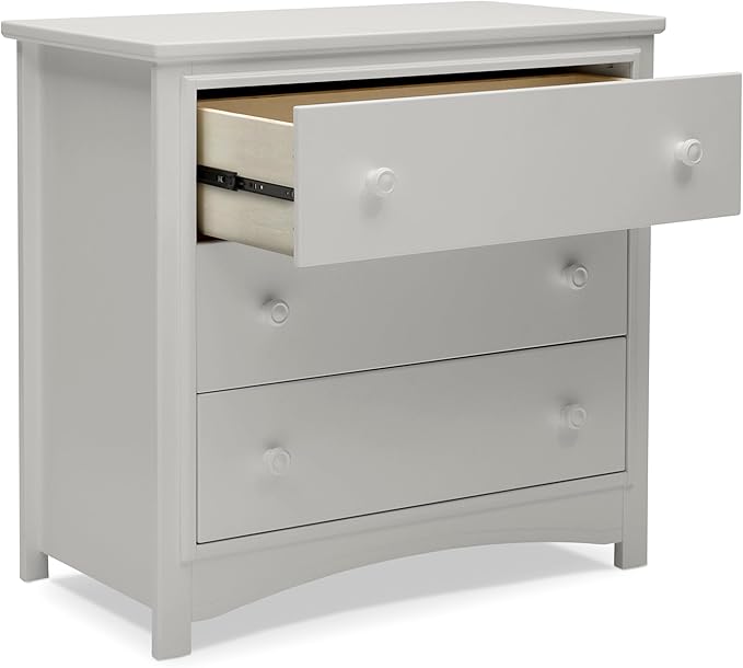 Delta Children Perry 3 Drawer Dresser with Changing Top and Interlocking Drawers, Moonstruck Grey
