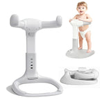 Baby Shower Stand Foldable Toddler Shower Standing Support with Anti-Slip Base Adjustable Infants Bath Support for 8-36 Months Portable Bath Helper (Upgraded-Grey)