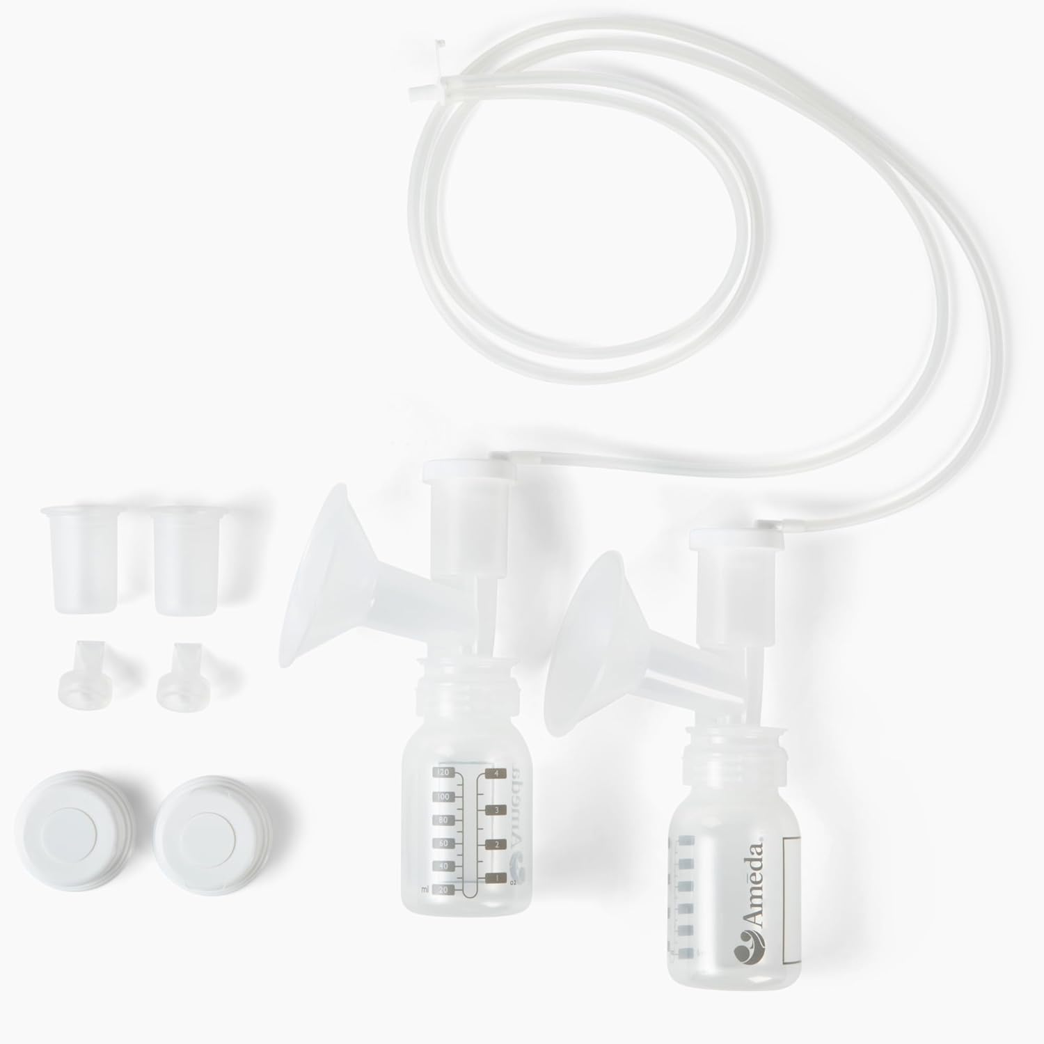 Ameda HygieniKit Universal Milk Collection System | Hands Free Breast Pump Accessories | (New & Improved) | Breastfeeding Supplies | Pumping Essentials | Flanges, Bottles, Valves, Diaphragms & Tubing