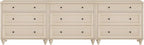 WAMPAT Kids Dresser with 9 Drawers, Baby Dressers with Wide Chest of Drawers, Mid Century Modern Wooden Closet Storage Organizer, Large Wood Dressers for Bedroom, Nursery, Hallway, Beige, 102 inch