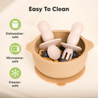 KeaBabies 4-Pack Silicone Baby Spoons and Forks Set - Baby Led Weaning Utensils 6-12 Months, Self Feeding Toddler Spoon & Fork for Training, Teething, Easy to Hold, BPA-Free Silicone (Roseate)